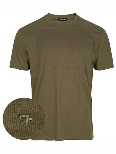 Embroidered Logo Jersey Short Sleeve T-Shirt Green - TOM FORD - BALAAN 2