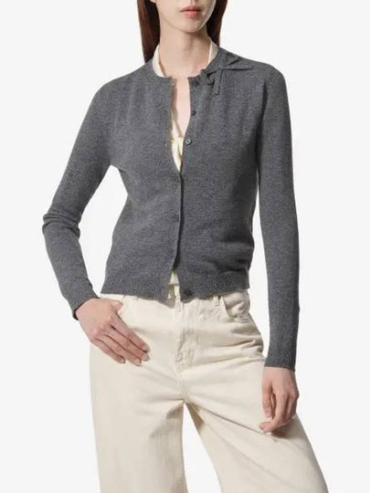 Women's Bow Detail Crew Neck Cardigan Grey - VALENTINO - BALAAN 2