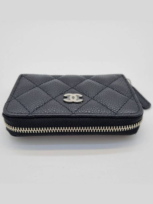 Classic zipper coin card wallet caviar black silver AP0216 - CHANEL - BALAAN 2