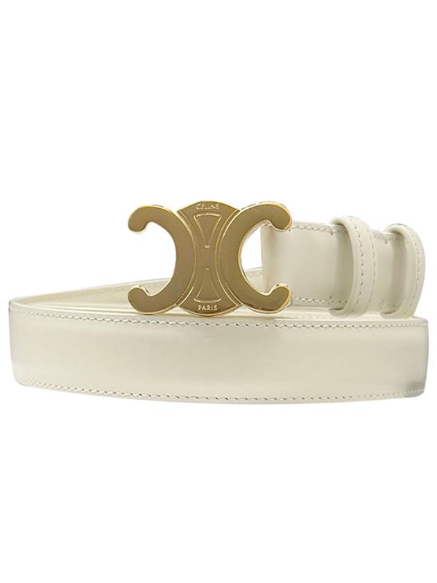 Triomphe Taurillon Medium Leather Belt White - CELINE - BALAAN 2