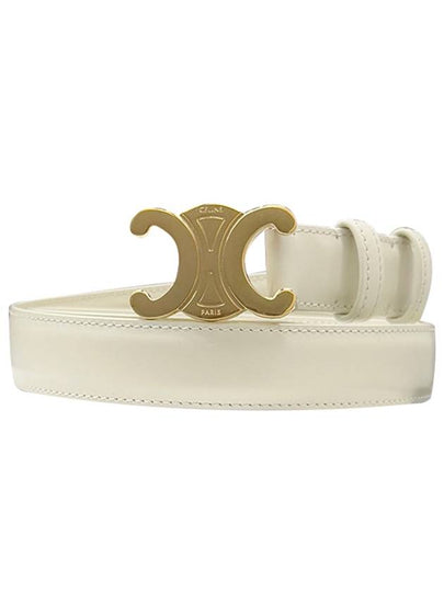 Triomphe Taurillon Medium Leather Belt White - CELINE - BALAAN 2