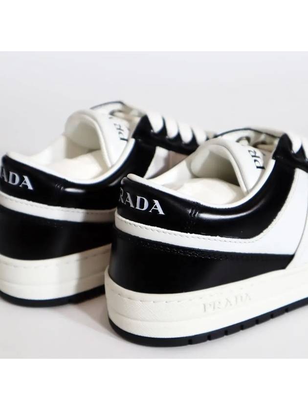 Downtown Perforated Leather Low Top Sneakers White Black - PRADA - BALAAN 8