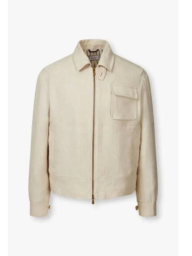 Men s collar neck pocket zip up jacket light beige - BRUNELLO CUCINELLI - BALAAN 1