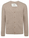 Brushed Wool Alpaca Cardigan Beige - AMI - BALAAN 2