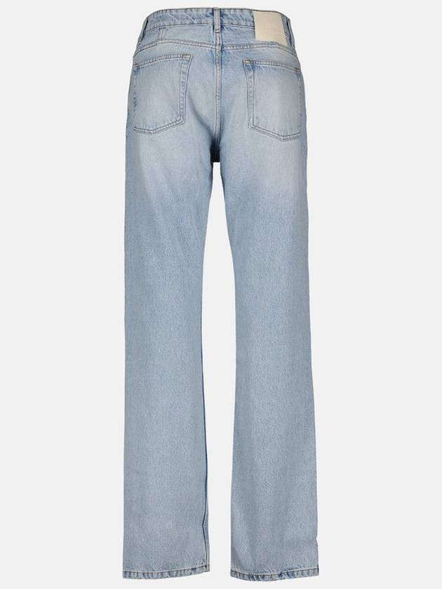 Classic Fit Cotton Denim Straight Jeans Light Blue - AMI - BALAAN 3