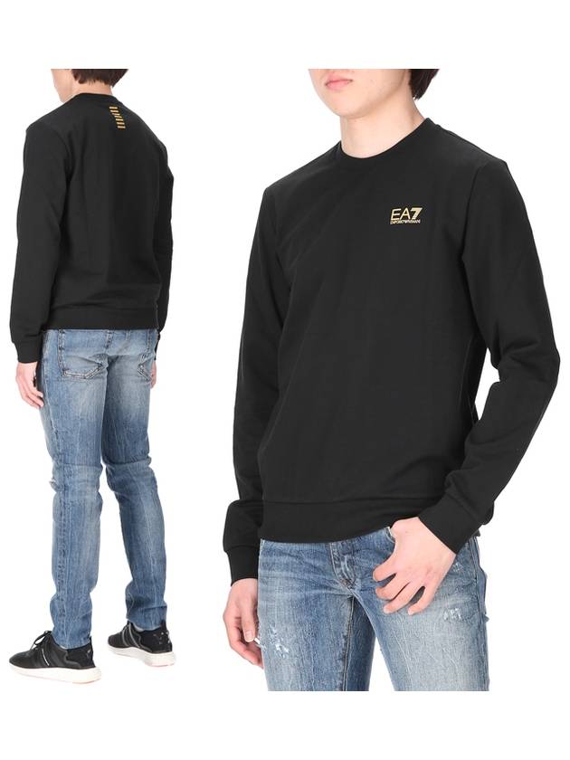 EA7 Gold Logo Sweatshirt Sweatshirt Black - EMPORIO ARMANI - BALAAN.