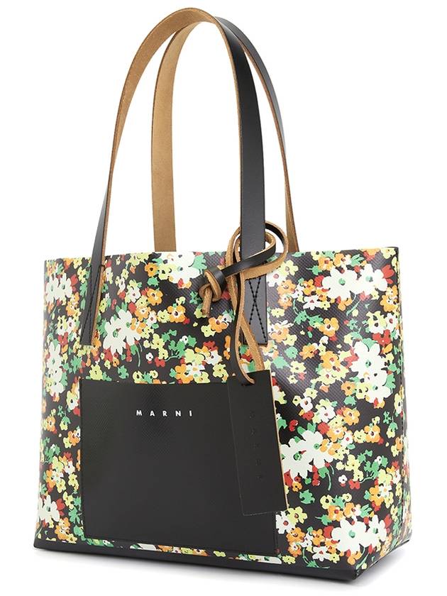 Logo Flower Tote Bag Black - MARNI - BALAAN 3