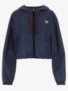 Technical Fabric Logo Hooded Jacket Blue - MIU MIU - BALAAN 2