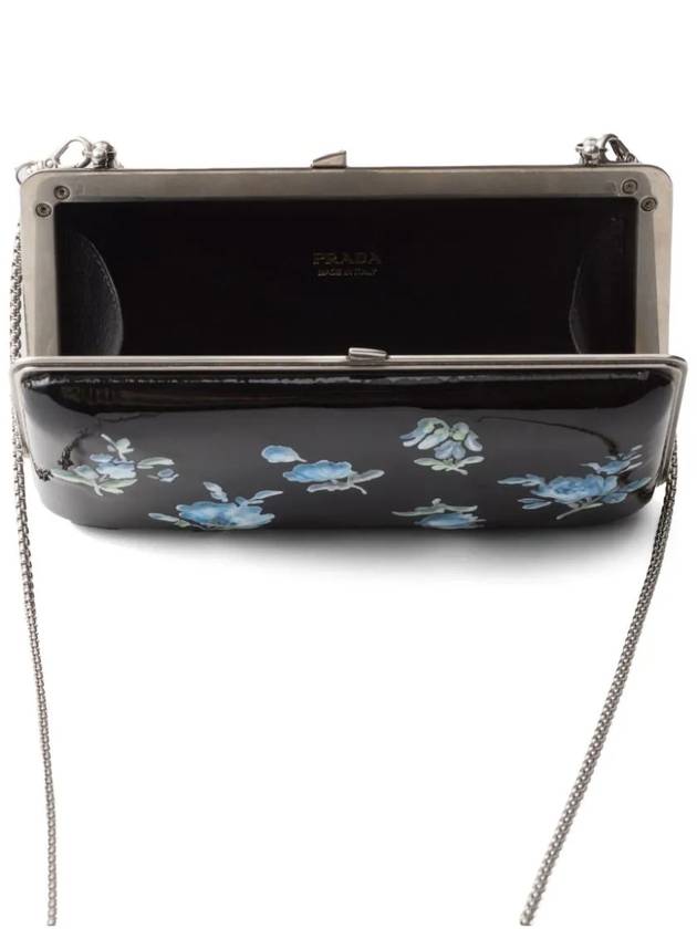 Floral Print Leather Clutch Bag Black - PRADA - BALAAN 7