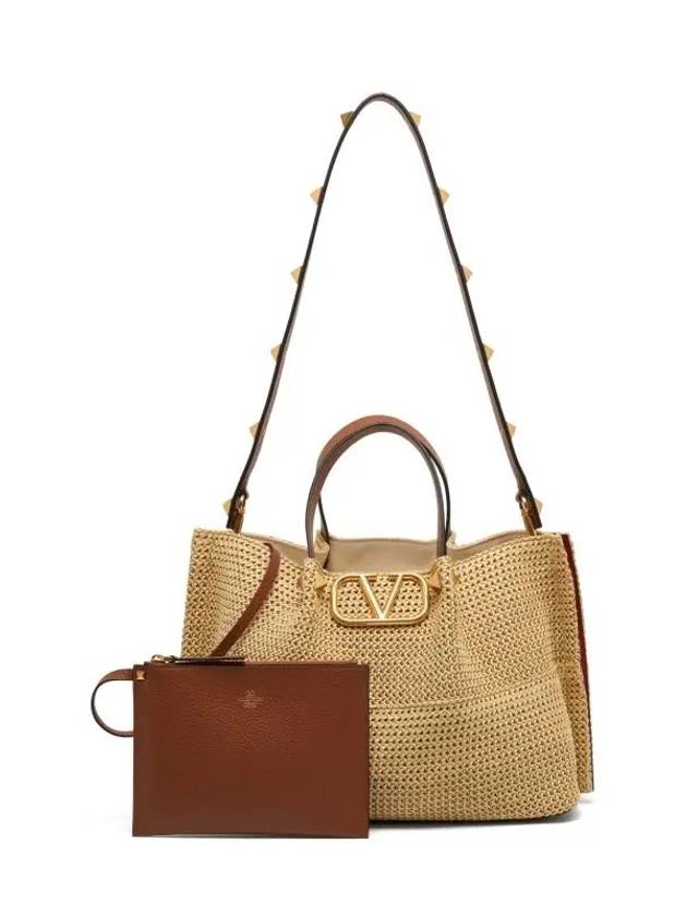 5W2B0K39 YCE D84 Garavani V logo medium shopper bag tote - VALENTINO - BALAAN 4