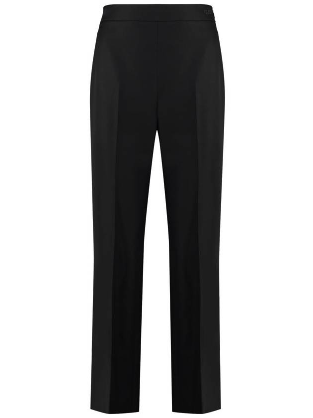 Logo Embroidered Wool Straight Pants Black - GUCCI - BALAAN 2