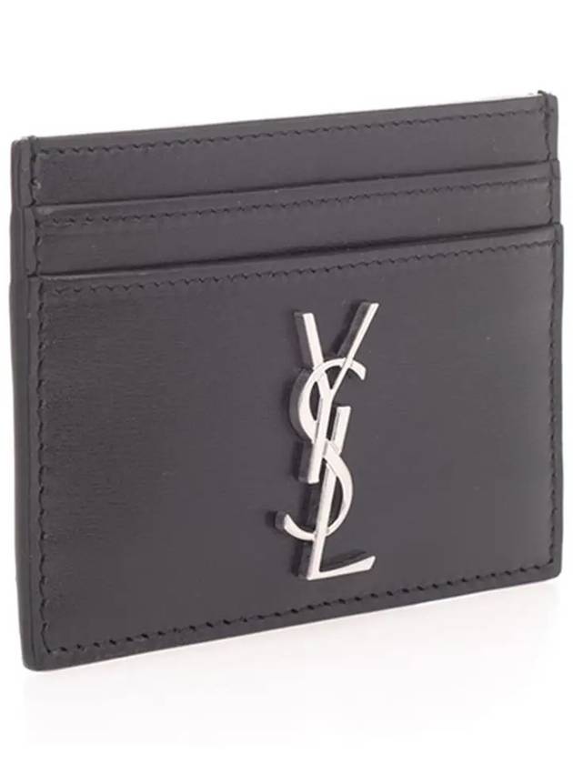 Monogram Card Case in Smooth Leather Black - SAINT LAURENT - BALAAN 4