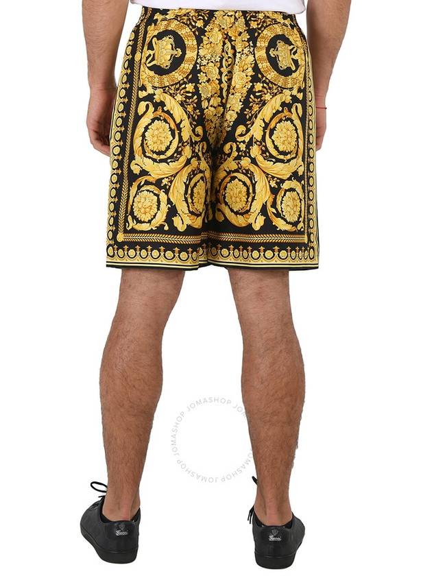 Baroque Print Silk Shorts Black Gold - VERSACE - BALAAN 4