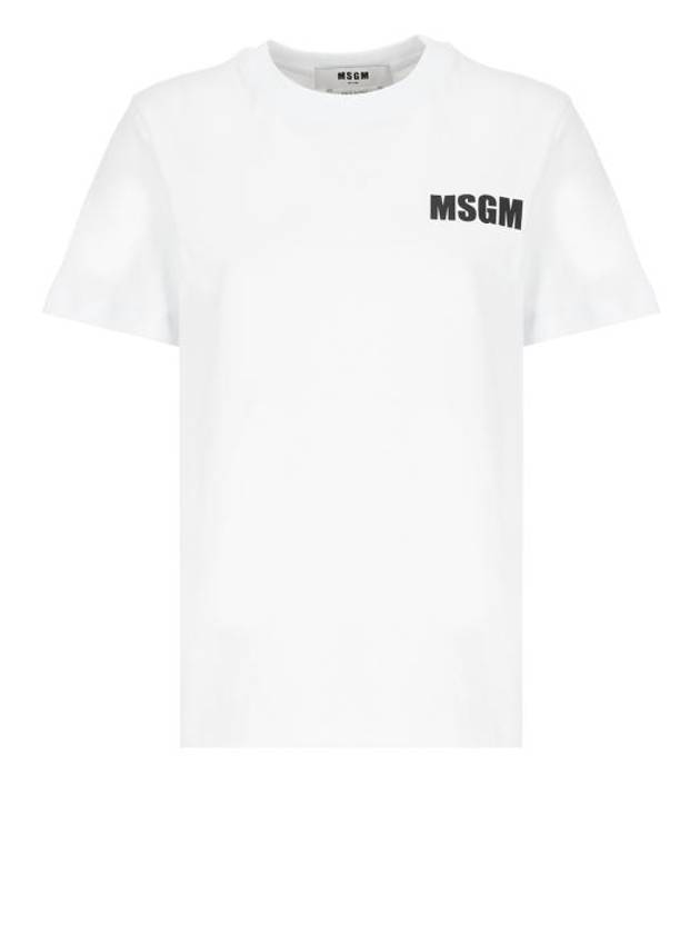 Back Logo Print Cotton Short Sleeve T-Shirt White - MSGM - BALAAN 2