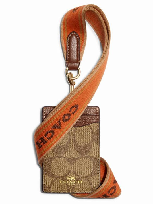 Lanyard necklace card wallet light brown - COACH - BALAAN 1