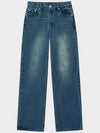 Classic Straight Denim Wide Pants Mid Blue - NOIRER FOR WOMEN - BALAAN 7