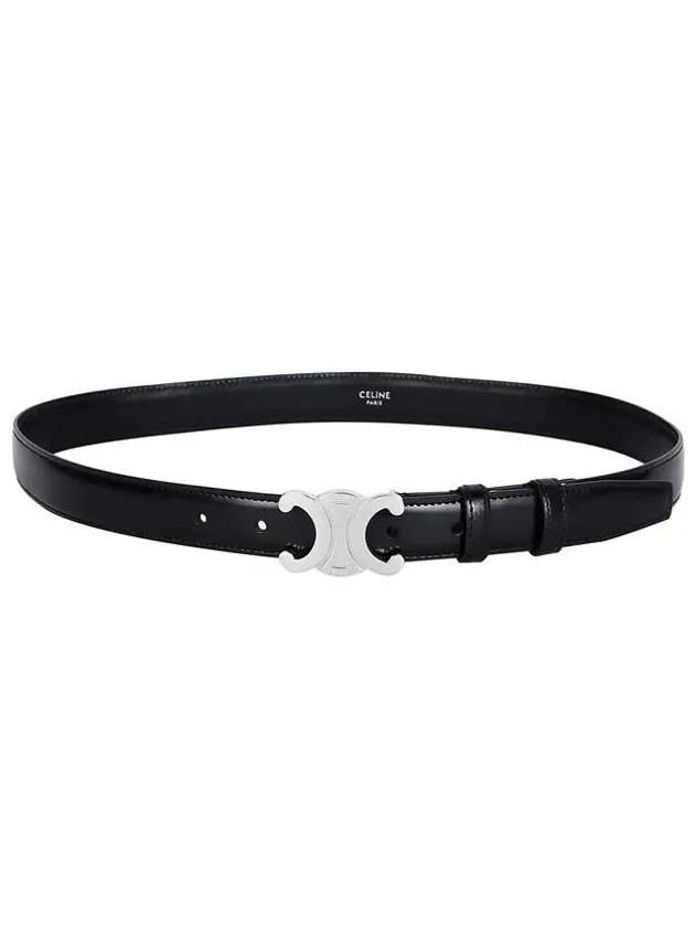 Silver Triomphe Calfskin Belt Black - CELINE - BALAAN 2