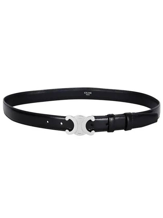 Silver Triomphe Calfskin Belt Black - CELINE - BALAAN 2