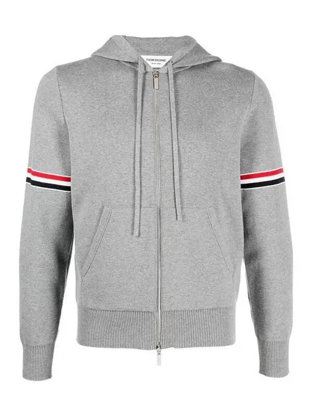 Cotton Milano Armband Zip Up Hoodie Light Grey - THOM BROWNE - BALAAN 3