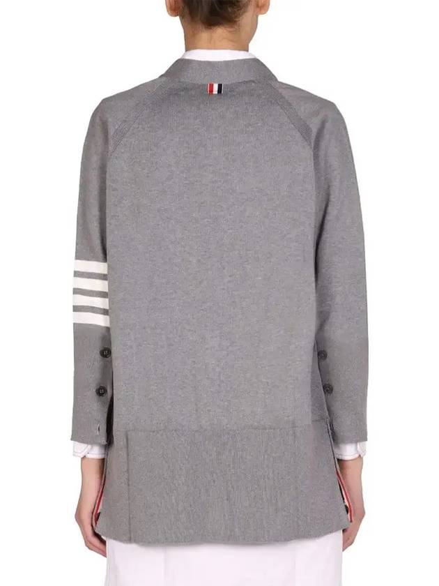 Stitched Cotton 4 Bar Cardigan Grey - THOM BROWNE - BALAAN 4