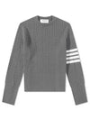 Baby Cable Cotton 4 Bar Crew Neck Knit Top Grey - THOM BROWNE - BALAAN 2