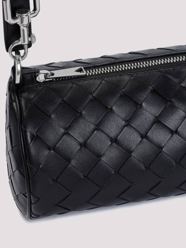 Intrecciato Barrel Leather Cross Bag Black - BOTTEGA VENETA - BALAAN 4