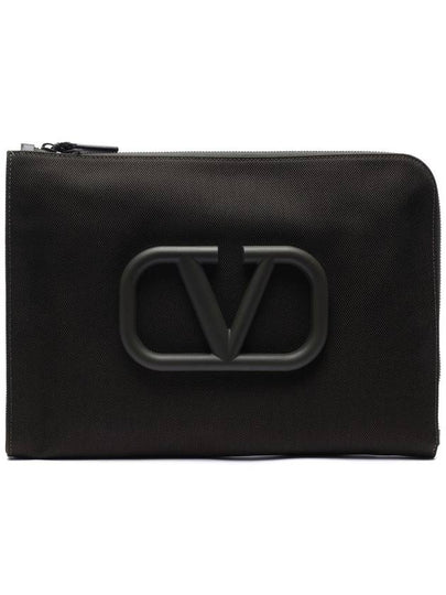 Nylon V Logo Clutch Bag Khaki - VALENTINO - BALAAN 2