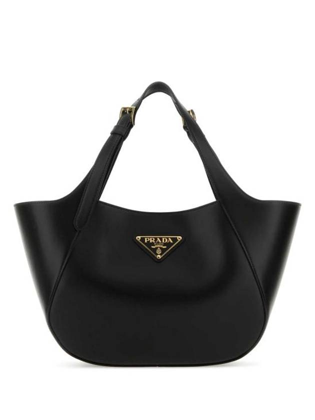 Enamel Triangle Medium Logo Belt Hand Shoulder Bag Black - PRADA - BALAAN 1