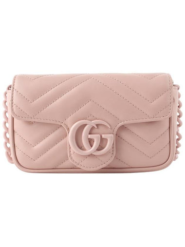 699757 GG Back Light Pink Leather Marmont Belt Bag 33940K - GUCCI - BALAAN 1