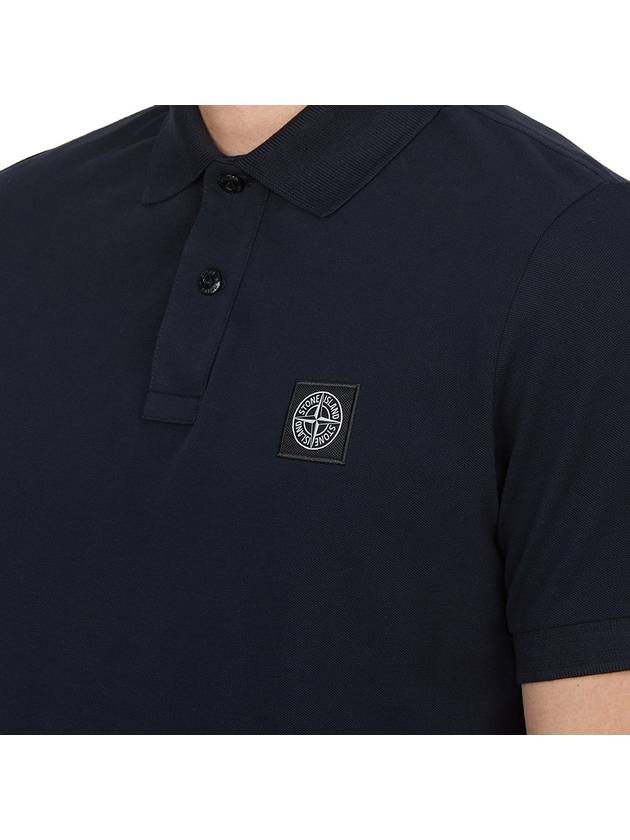 Organic Cotton Elastane Pique Polo Shirt Navy - STONE ISLAND - BALAAN 7