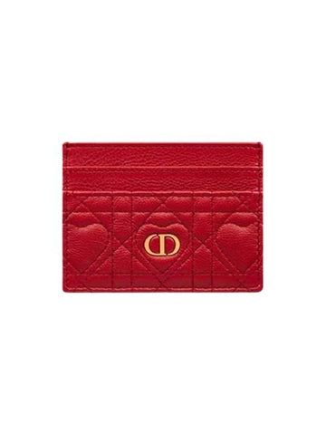 Caro Heart Motif Cannage Five Slot Card Wallet Red - DIOR - BALAAN 1