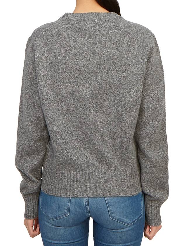 Heart Logo Cashmere Knit Top Grey - AMI - BALAAN 4