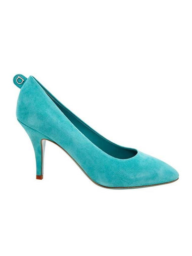 Salvatore Women's Suede Gancini Pumps Heel Blue - SALVATORE FERRAGAMO - BALAAN 1