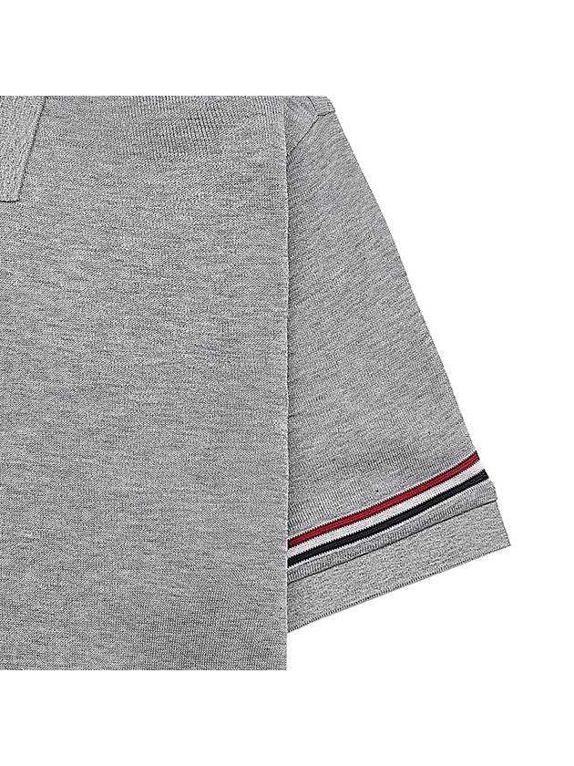 Lightweight Cotton Short Sleeve Polo Shirt Grey - THOM BROWNE - BALAAN 9