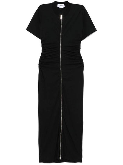 Zip up maxi long dress black - MSGM - BALAAN 2