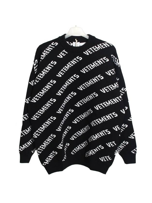 Overfit All-Over Logo Knit Top Black - VETEMENTS - BALAAN 2