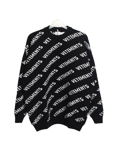 Overfit All-Over Logo Knit Top Black - VETEMENTS - BALAAN 1