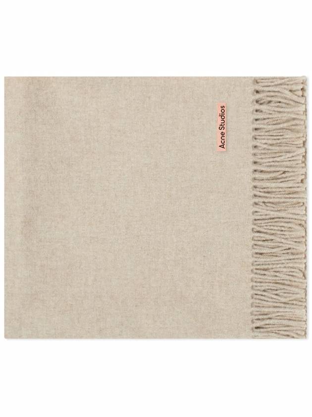 Logo Wool Fringe Scarf Oatmeal Melange - ACNE STUDIOS - BALAAN 3