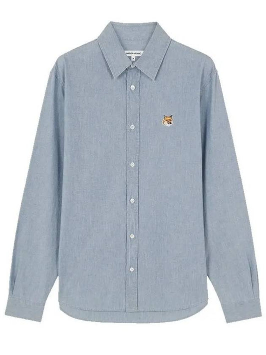 Fox Head Classic Cotton Long Sleeve Shirt Blue - MAISON KITSUNE - BALAAN 2