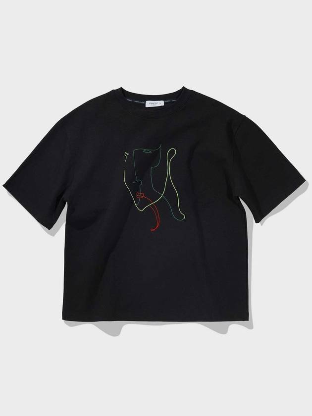 Drawing Embroidery Short Sleeve T-Shirt Black - FFEFF STUDIO - BALAAN 2