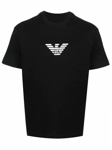 Logo Cotton Short Sleeve T-Shirt Black - EMPORIO ARMANI - BALAAN 1