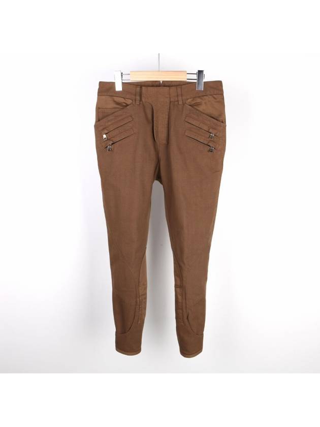 double zip button cropped jeans brown - BALMAIN - BALAAN.