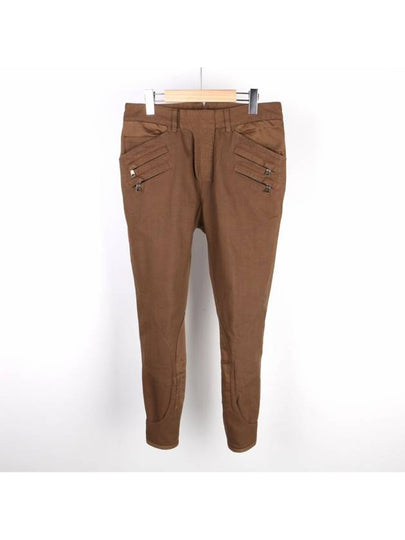 Double Zipper Button Crop Jeans Brown - BALMAIN - BALAAN 2