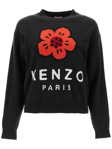 Bokeh Flower 2.0 Wool Knit Top Black - KENZO - BALAAN 1