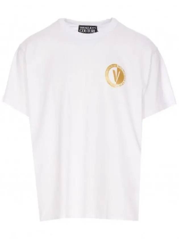 Logo Print Short Sleeve T-Shirt White - VERSACE - BALAAN 4