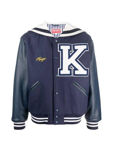 Men's Sailor Varsity Wool Jacket Navy - KENZO - BALAAN 1