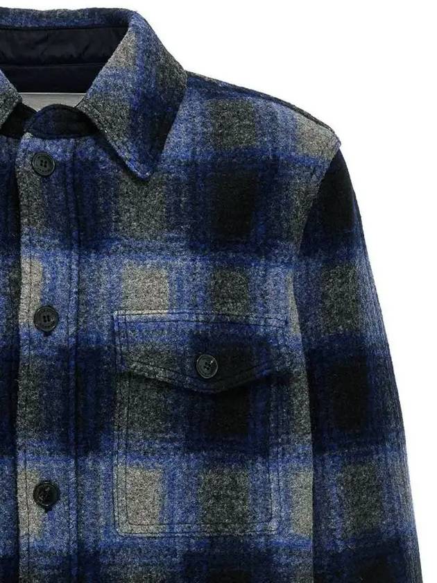 Kervon Check Oversized Shirt Jacket Navy - ISABEL MARANT - BALAAN 5