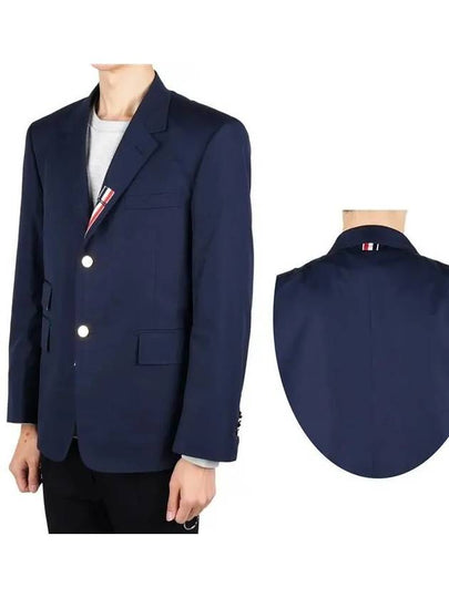 Typewriter Cloth Grosgrain Placket Sport Jacket Navy - THOM BROWNE - BALAAN 2