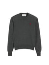 Heart Embroidered Logo Crew Neck Knit Top Heather Grey - AMI - BALAAN 2