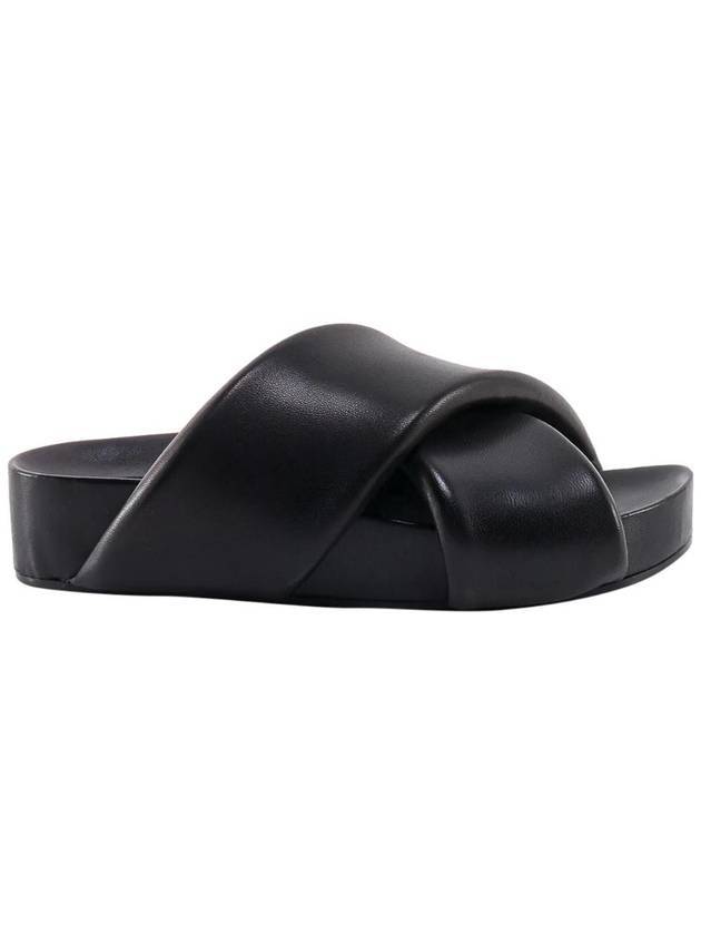 Women's Padded Cross Strap Slippers Black - JIL SANDER - BALAAN.